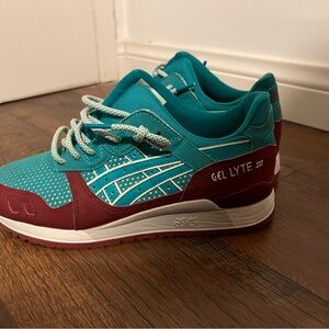 ASICS Gel Lyte III Sneakers - Teal and Burgundy